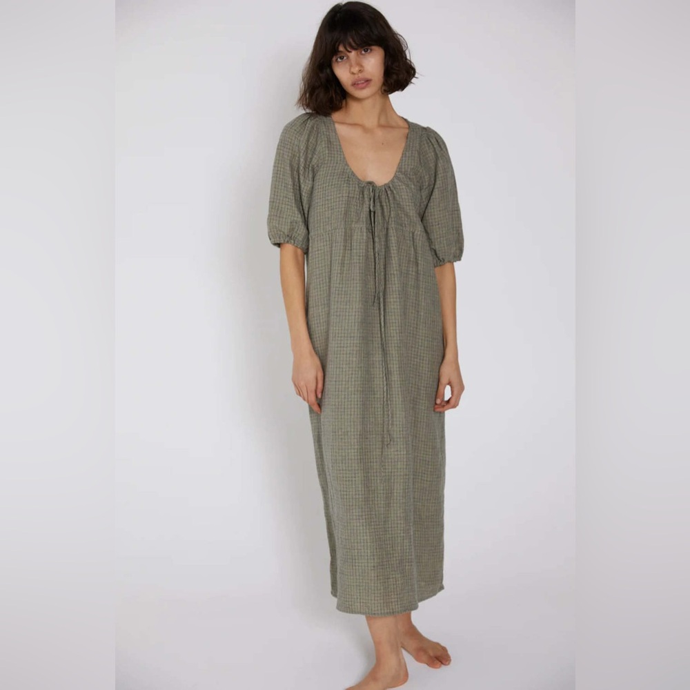 DEIJI Studios Linen Double Cord Dress in Linen Check